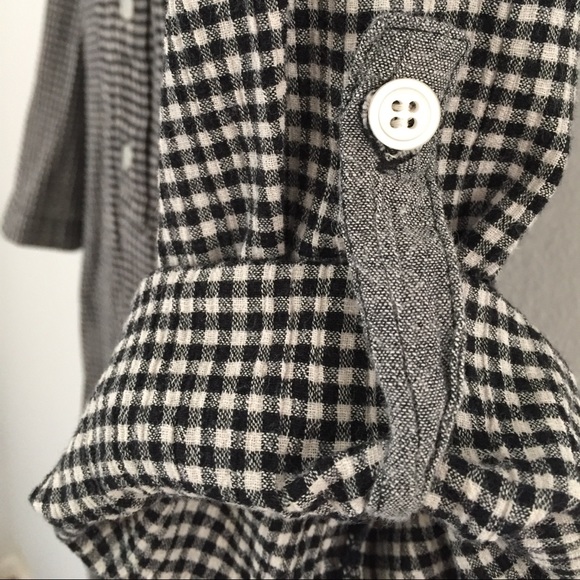 Black and White Gingham Long Tunic M Japan - Picture 3 of 7